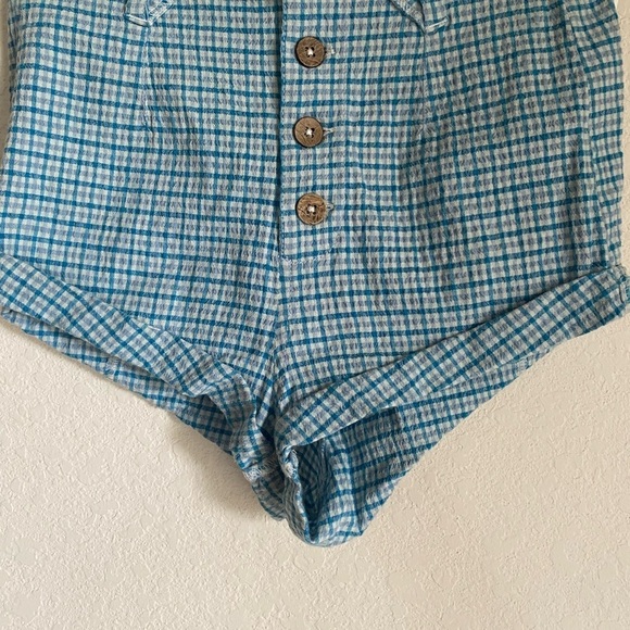 Free People Checked Out Plaid Micro Brief Style Retro Linen Blend Boho Shorts 4 - Picture 11 of 14